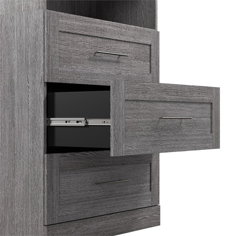 Bestar Pur 36W Closet Organizer with Drawers in Bark Gray - Engineered Wood