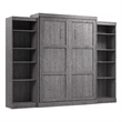 Bestar Pur Queen Murphy Bed and 2 Shelving Units (115W) in Bark Grey