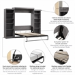 Bestar Pur Queen Murphy Bed and 2 Shelving Units (115W) in Bark Grey
