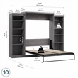 Bestar Pur Queen Murphy Bed and 2 Shelving Units (115W) in Bark Grey