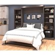 Bestar Pur Queen Murphy Bed and 2 Shelving Units (115W) in Bark Grey