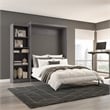 Bestar Pur Queen Murphy Bed with Shelving Unit (90W) in Bark Grey