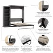 Bestar Pur Queen Murphy Bed with Shelving Unit (90W) in Bark Grey