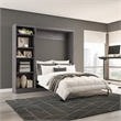 Bestar Pur Full Murphy Bed with Shelving Unit (84W) in Bark Grey