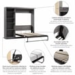 Bestar Pur Full Murphy Bed with Shelving Unit (84W) in Bark Grey