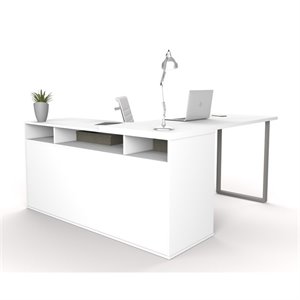 bestar solay l-shaped computer desk with storage in white