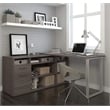 Bestar Solay L-Shaped Computer Desk with Storage in Bark Gray
