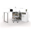 Bestar Solay L-Desk with Lateral File and Bookcase in White