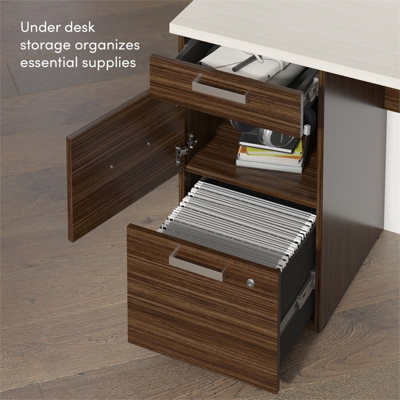 Ridgeley U Shaped Desk with Hutch in White Chocolate - Engineered Wood