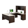 Ridgeley U Shaped Desk with Hutch in White Chocolate - Engineered Wood