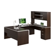 Ridgeley U Shaped Desk with Hutch in Dark Chocolate - Engineered Wood