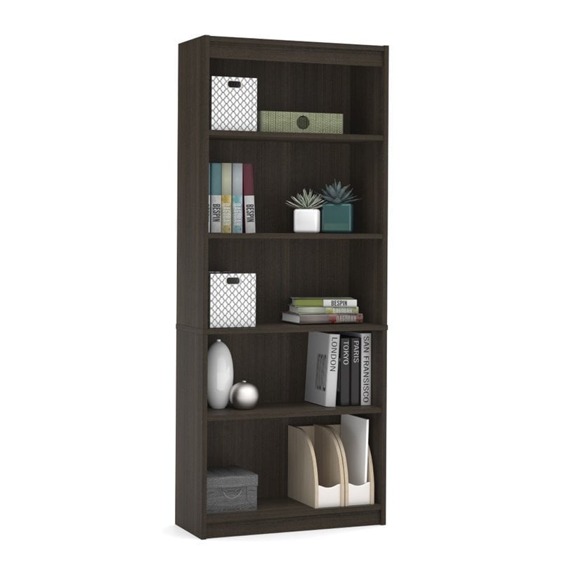 Bestar Standard 5 Shelf Bookcase in Dark Chocolate