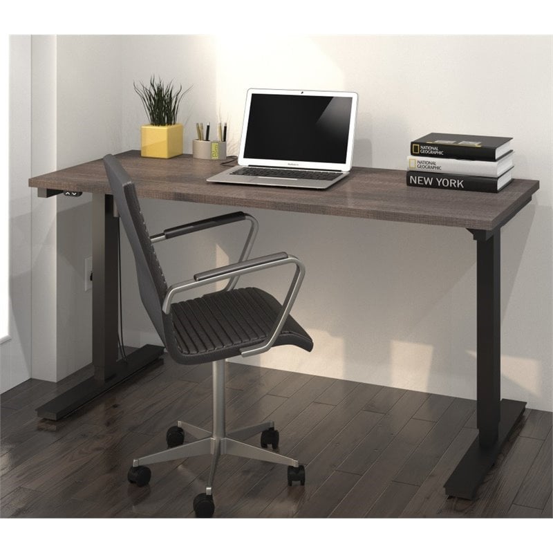 Bestar 24 X 60 Electric Height Adjule Table In Bark Gray Bestar 24