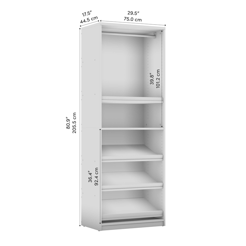 Cielo 30W Closet Organizer in Bark Gray and White - Engineered Wood