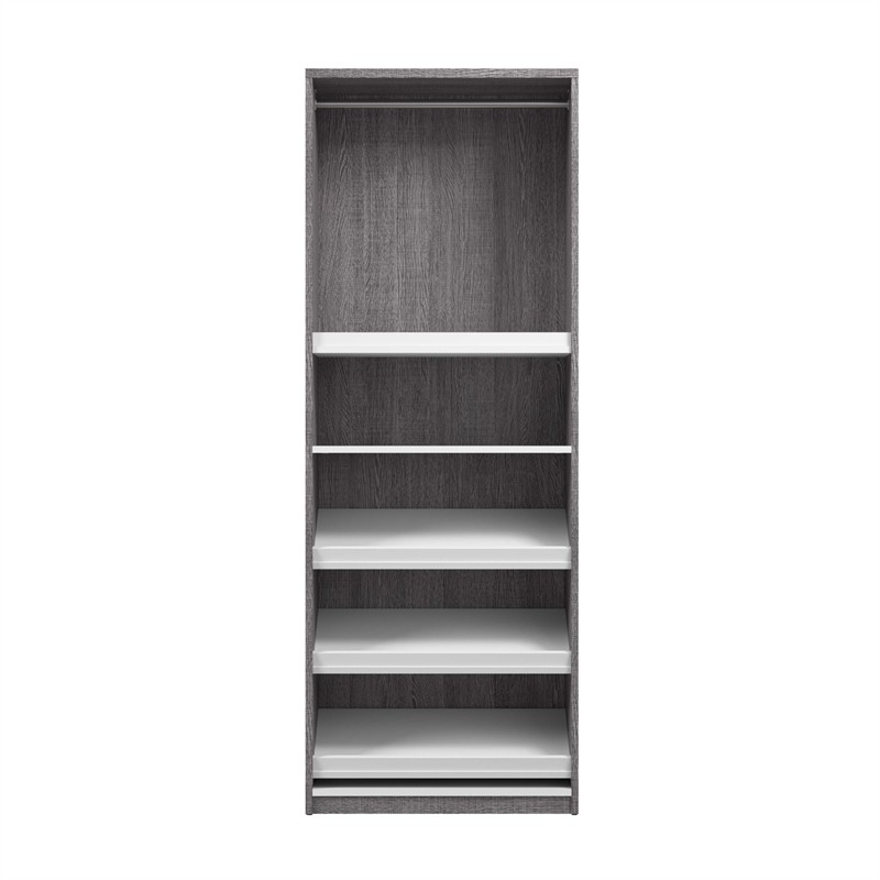 Cielo 30W Closet Organizer in Bark Gray and White - Engineered Wood