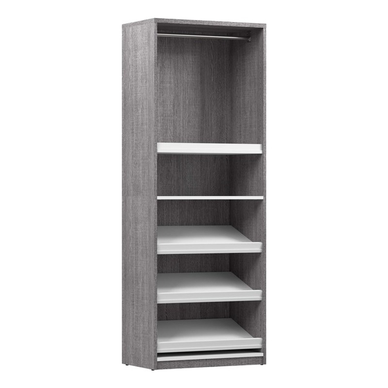 Cielo 30W Closet Organizer in Bark Gray and White - Engineered Wood