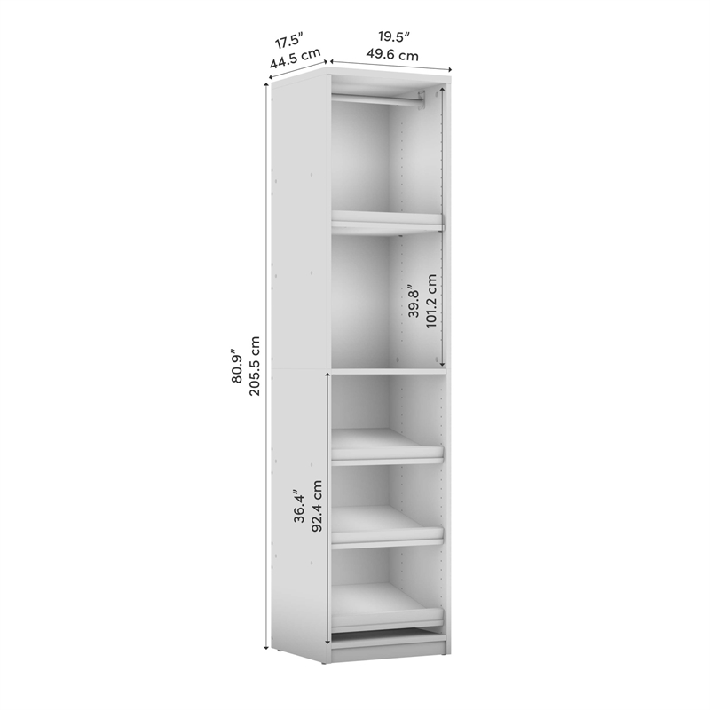 Cielo 20W Closet Organizer in Bark Gray and White - Engineered Wood