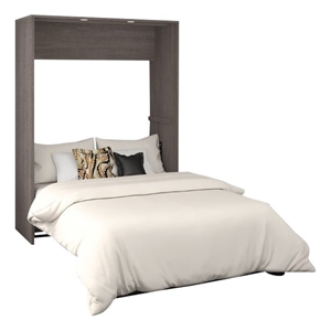 bestar cielo full wall bed in bark gray and white
