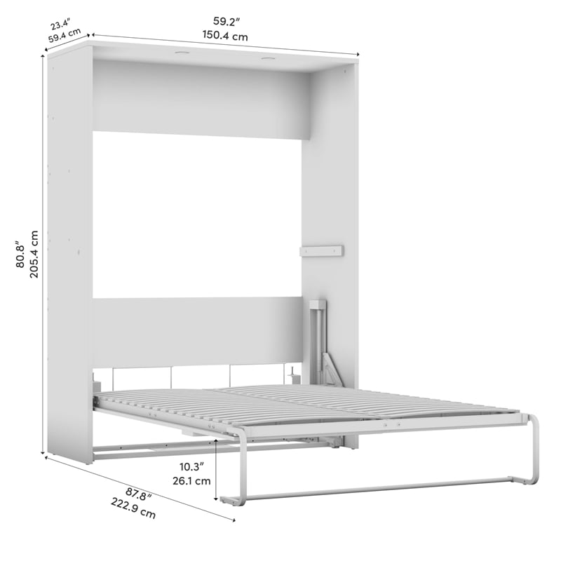 Cielo 60W Full Murphy Bed in Rustic Brown and White - Engineered Wood