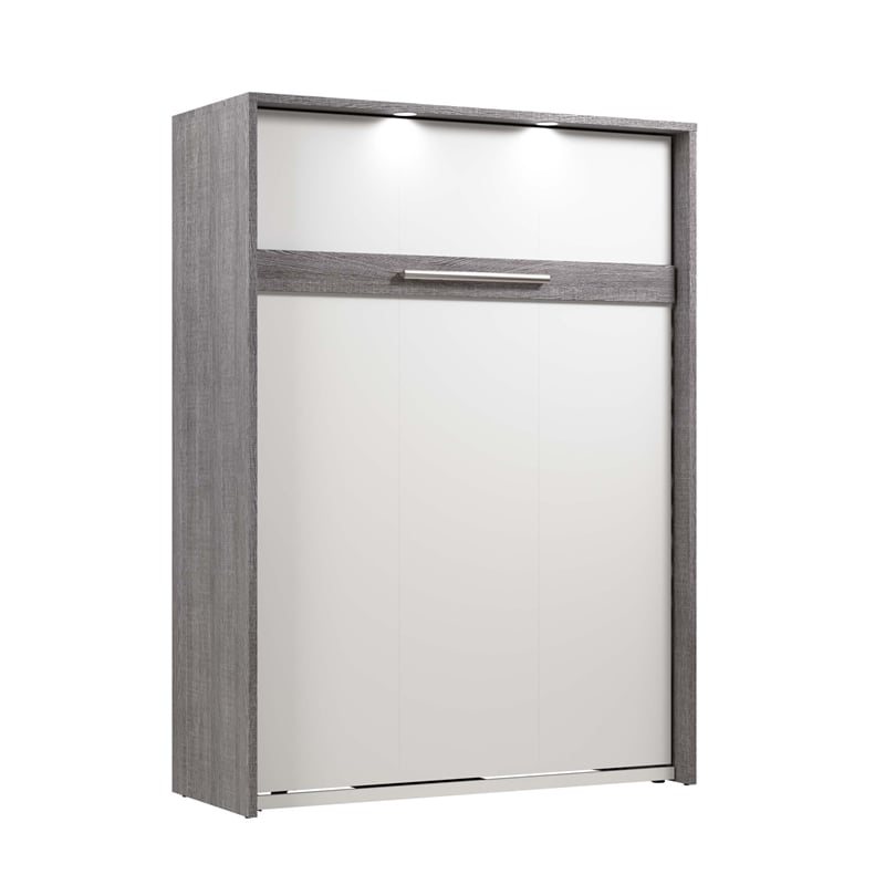 Cielo 60W Full Murphy Bed in Rustic Brown and White - Engineered Wood