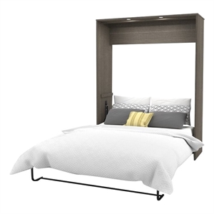 bestar cielo queen wall bed in bark gray and white