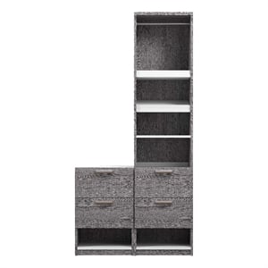 Cielo Closet Organizer with Nightstand in Bark Gray and White - Engineered Wood