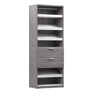 Cielo 30W Closet Organizer with Drawers in Bark Gray and White - Engineered Wood