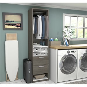 bestar cielo cubby unit with drawer in bark gray
