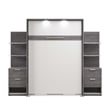 Cielo Full Murphy Bed with Nightstands in Bark Gray and White - Engineered Wood