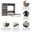 Cielo Full Murphy Bed with Closet Organizer in Gray/White - Engineered Wood