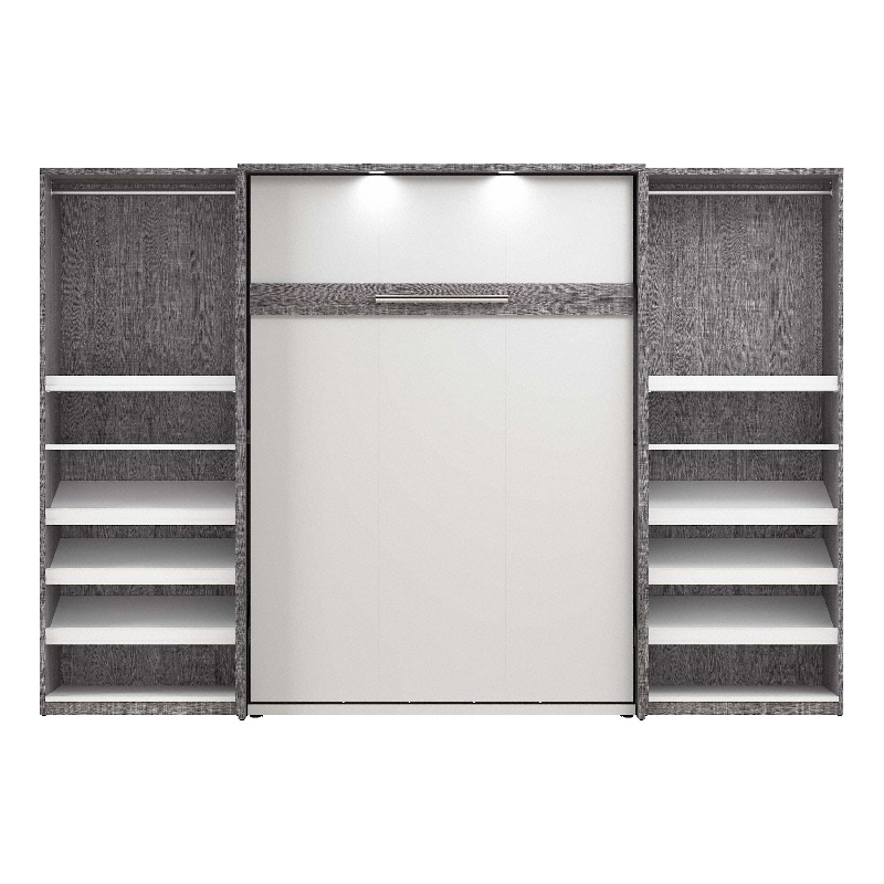 Cielo Full Murphy Bed with Closet Organizers in Gray/White - Engineered Wood