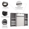 Cielo Full Murphy Bed with Closet Organizers in Gray/White - Engineered Wood
