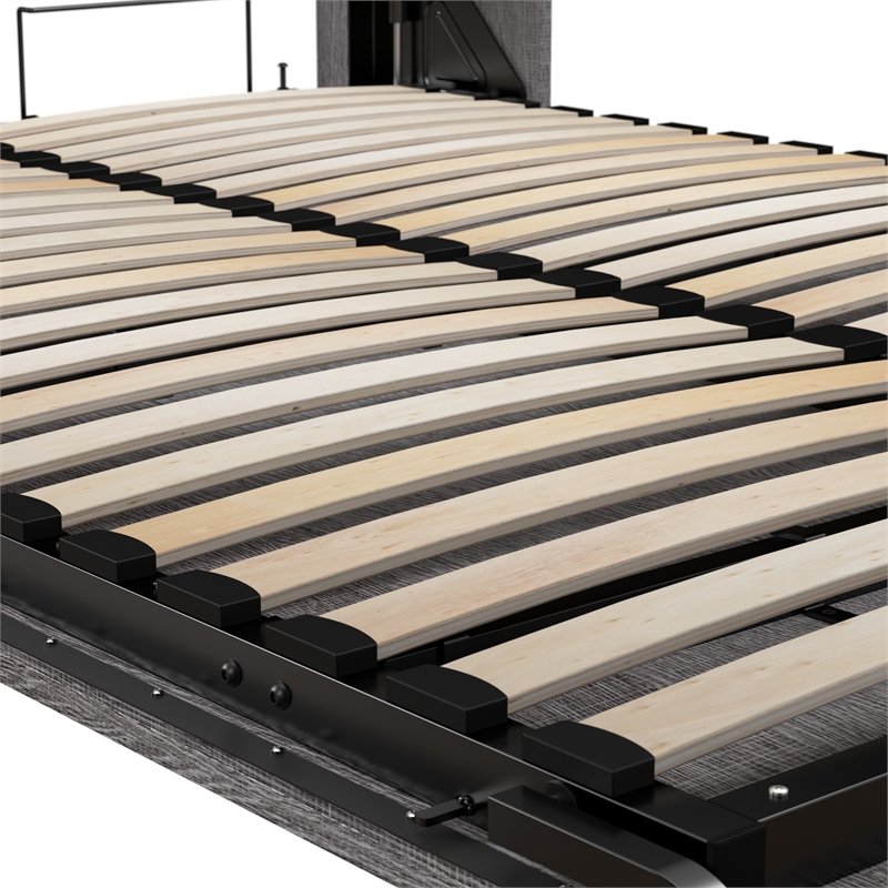 Cielo Full Murphy Bed with Nightstand in Bark Gray/White - Engineered Wood