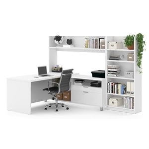 bestar pro-linea 3 piece wooden l shaped writing office set