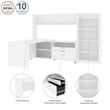 Bestar Pro-Linea L-Shaped Home Office Desk with Bookcase in White