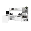 Bestar Pro-Linea L-Shaped Home Office Desk with Bookcase in White