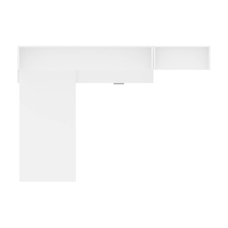 Bestar Pro-Linea L-Shaped Home Office Desk with Bookcase in White