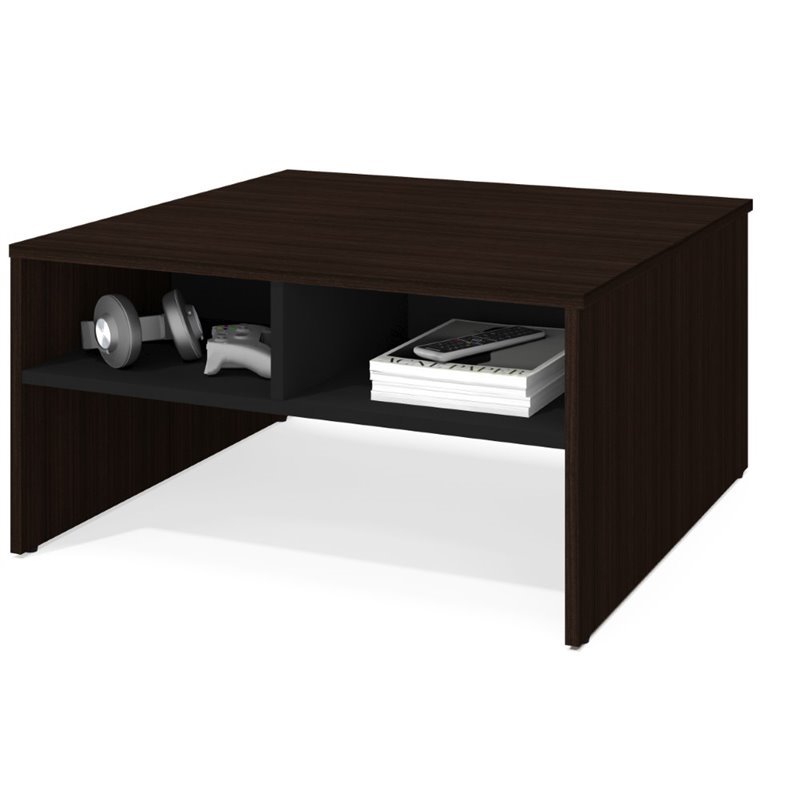 Bestar Small Space Storage Coffee Table In Dark Chocolate And Black Bestar Small Space Storage Coffee Table In Dark Chocolate And Black