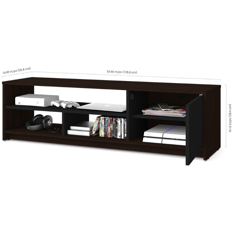 Bestar Small Space 53 5 Tv Stand In Dark Chocolate And Black