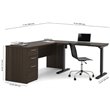 Bestar Embassy Height Adjustable L-Shaped Computer Desk in Chocolate