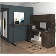 Bestar Embassy Height Adjustable L-Shaped Computer Desk with Hutch