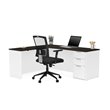 Bestar Pro Concept Plus L Desk in White and Deep Gray