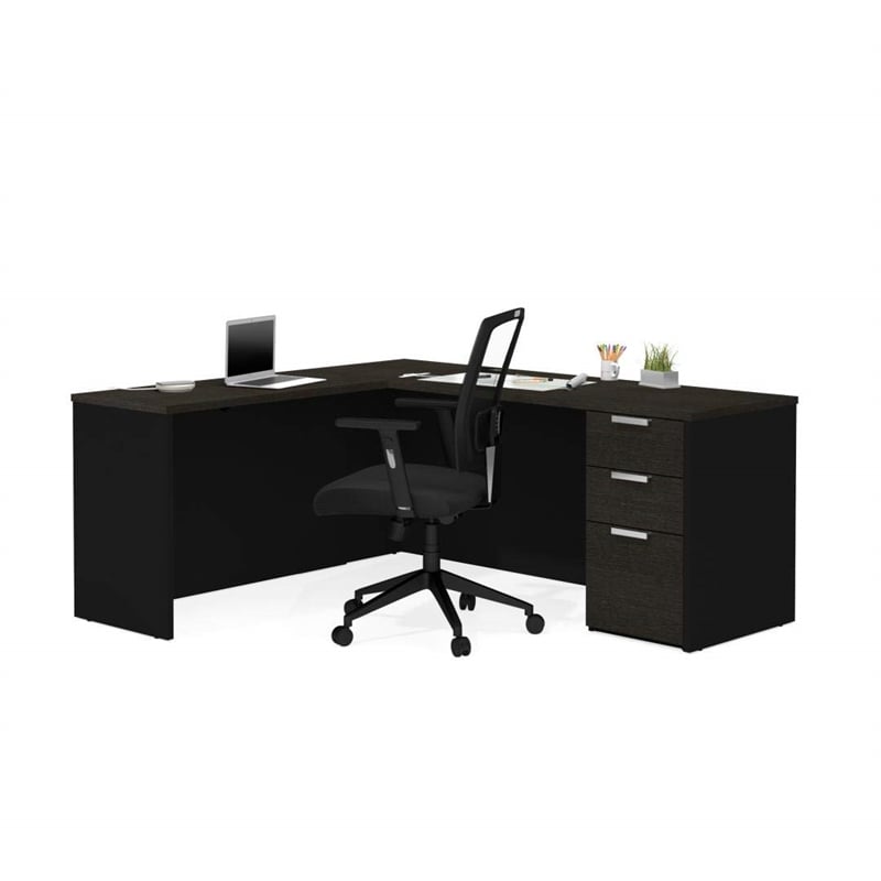 Bestar Pro Concept Plus L Desk in Deep Gray and Black