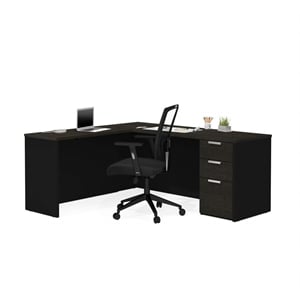 Bestar Pro Concept Plus L Desk in Deep Gray and Black