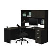Bestar Pro Concept Plus L Desk with Hutch in Deep Gray and Black