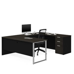 bestar pro concept plus u shaped computer desk in deep gray and black
