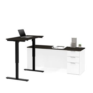 bestar pro concept plus l shaped standing desk in white and deep gray