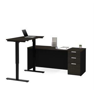 bestar pro concept plus l shaped standing desk in deep gray and black