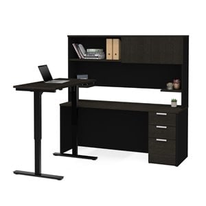 Bestar Pro Concept Plus L Shaped Standing Desk in Deep Gray and Black