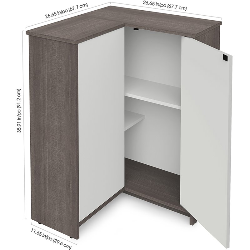 Bestar Small Space 2 Door Storage in Bark Gray and White 161621147